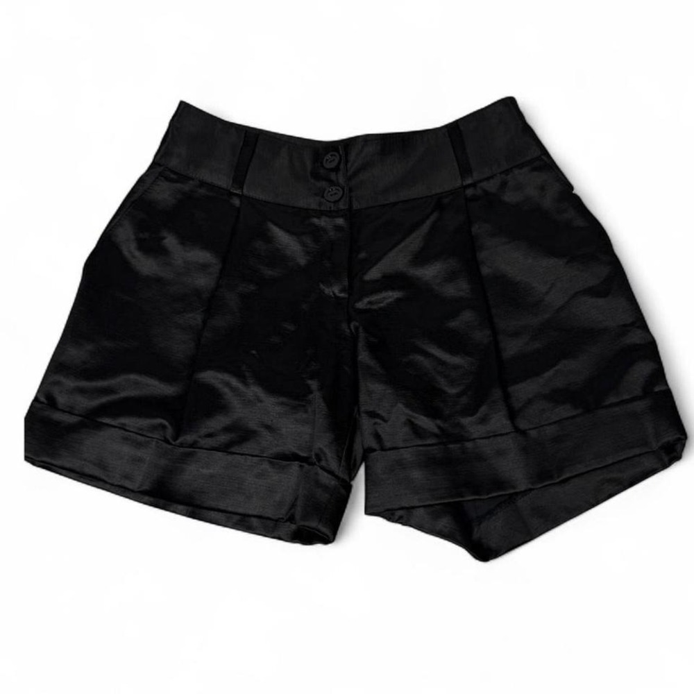 Motivi Black Euro Satin High-Waisted Shorts